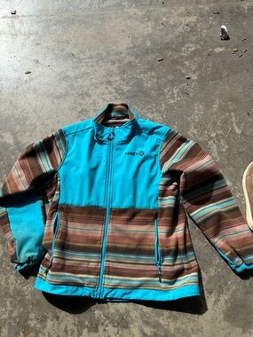 Hooey Turquoise & Brown Striped Fleece Lined Jacket